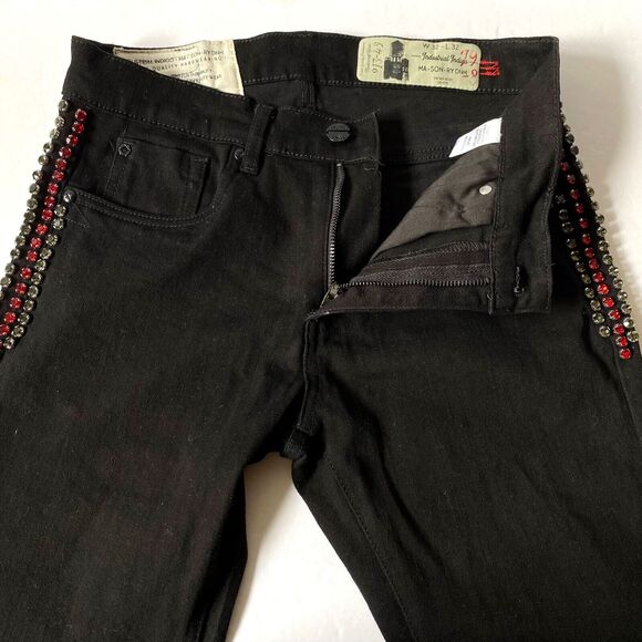 Industrial Indigo Jeans Mens W 32 x L 32 Black Denim Rhinestones Straight NWOT - Picture 3 of 16